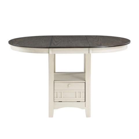 ZUN Antique White and Rosy Brown Finish Counter Height 1pc Dining Table w Extension Leaf and Storage B01167865