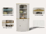 68" Tall Corner Cabinet, Freestanding Corner Storage Cabinet with 1 Door, 1 drawer and a Adjustable W282P442195