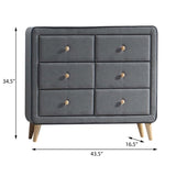 Light Grey Upholstered 6-drawer Double Dresser B062P186553