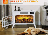 White Electric Fireplace Stove, 1500W Infrared Fireplace Heater with Realistic Flame Effect & 10810095