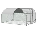 ZUN Large Chicken Coop Metal Chicken Run with Waterproof and Anti-UV Cover, Dome Shaped Walk-in Fence W1212111287