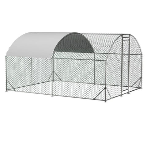 ZUN Large Metal Chicken Coop, Walk-in Chicken Run,Galvanized Wire Poultry Chicken Hen Pen Cage, Rabbits W1212P145355