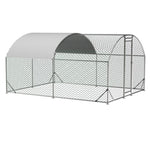 ZUN Large Chicken Coop Metal Chicken Run with Waterproof and Anti-UV Cover, Dome Shaped Walk-in Fence W2505P194437