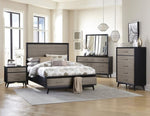 ZUN Classic 1pc Bedroom Storage Dresser of 6 Drawers Black Gray Finish Modern Wooden Furniture Tapered B011P178525