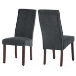 ZUN Dark Grey Linen Upholstered Dining Chair High Back, Armless Accent Chair with Wood Legs, Set Of 2 W1516P182405