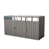 Garbage Bin Shed Stores 3 Trash Cans Metal Outdoor Bin Shed for Garbage Storage,Stainless Galvanized W540133641