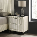 Mavela Wide Wale Corduroy Upholstery Nightstand, Cream T2574P243651