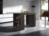 Lacour Kitchen Island, Kitchen Bar Table with 3-Side Shelves, Dark Walnut B097P474295