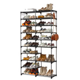 ZUN FCH double row 10 layers non-woven shoe rack iron pipe + PP pad + plastic 85.7*29.8*158cm black 17125702