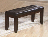 1Pc Modern Bench with Leather-Look Seat Tufted Upholstery Tapered Wood Legs Bedroom Living Room B011119817
