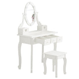 Kids Vanity Set with Mirror and Lights and Stool, 5 Storage Drawers, Pretend Play Princess Makeup 80505306