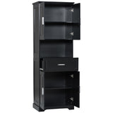 ZUN Tall Bathroom Cabinet with Four Doors, Large Storage Space Open Shelve, Upper Storage Cabinet, Black 41680968