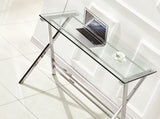 Glass Computer Desk, Transparent Tempered Glass Laptop Table with Rounded Edges Desks, Sofa Table W1718P303836