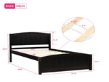 Wood Platform Bed with Headboard,Footboard and Wood Slat Support, Espresso WF190781AAP