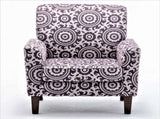 Patterned Polyester Blend Armchair, Solid Birch Wood Frame with Brown Tapered Legs, Foam Padded 58882993
