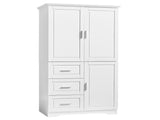 Tall and Wide Storage Cabinet with Doors for Bathroom/Office, Three Drawers, White 17634715