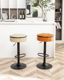 Round Storage Bar Stool Set of 2, Brown Faux Leather Height Adjustable Barstool, 360&degCounter Height W2200P152186