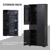 ZUN Bathroom Storage Cabinet with Doors and Drawer, Multiple Storage Space, Adjustable Shelf, Black WF308204AAB