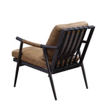 Berham Chestnut and Matt Iron Accent Chair with Metal Leg B062P209142