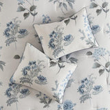 7 Piece Printed Seersucker Comforter Set with Throw Blanket Blue Full/Queen B03597121