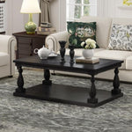 ZUN U_STYLE Rustic Floor Shelf Coffee Table with Storage,Solid Pine Wood WF297766AAB