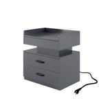 ZUN 1 Set Nightstand with Adjustable LED Strip Light, 2-drawers, Large Storage Space, Suitable for W368P239007