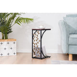 54*30.5*21CM Leaf Pattern Iron Side Table Coffee Table Brown 84392576