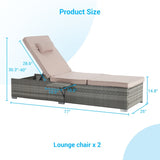 OUTDOOR SOFA PE RATTAN FURNITURE DECK CHAIR GRAY RATTAN W874P146993