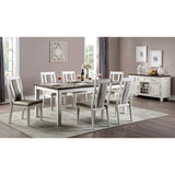 Set of 2 Upholstered Side Chairs in Weathered White and Warm Gray Finish B016P156291