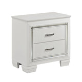 Glamorous Design Bedroom Furniture 1pc Nightstand of 2x Drawers White Finish Faux Alligator Embossed B01165196