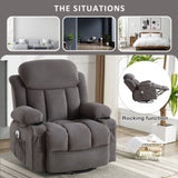 Swinging recliner massage heated sofa, with USB and 2 cup holders in side pockets W1807P298206