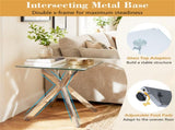 20" x 20" x 22.5" Glass Side Table, Silver Tempered Glass End Table with Intersecting Metal Base 59734573