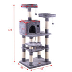 ZUN Multi-Level Cat Condo with Hammock & Scratching Posts for Kittens Tall Cat Climbing Stand with Plush W2181P155322