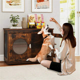 2-in-1 Dog Crate End Table - Rustic Brown, 88lbs Capacity, Farmhouse Style, 32.5"x18.5"x23.5" 48731244