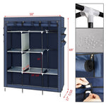 ZUN 69" High-leg Non-woven Fabric Assembled Cloth Wardrobe Dark Blue 48617432