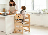3-in-1 Convertible Toddler Learning Tower Step Stool with Chalkboard, Poplar Wood Flip Design 66238159