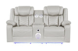 Challenger Modern Contemporary LED Power Recliner Loveseat with console, storage, stainless cup B009P294754
