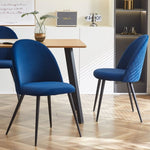 ZUN Blue Velvet Dining Chairs with Black Metal Legs, Set of 4 Chairs W1516P184453