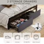 ZUN Full Bed Frames with Storage Headboard and Drawers, LED Platform Bed Frame Full Size, LED W1356133681