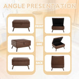 Mid-century modern square coffee table storage bench, assembled, suitable for living room, entryway W1539P269658