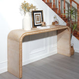 ZUN Natural Console Table, 59in Entryway Table, Curved Waterfall-style Table,Console table with W2729P263652