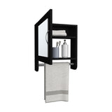 BOTIQ 19.7" H x 17.7" W Mirror Medicine Cabinet with Towel Rack White, One door with Two interior B070P242492