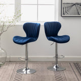 Ellston Upholstered Adjustable Swivel Barstools in Blue, Set of 2 T2574P164874