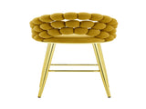 Mustard Yellow Bubble Bar Stools Set of 2, Velvet Upholstered Counter Height Bar Chairs with Gold W3875P462109