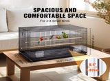 30" Bird Enclosure, Durable Metal Cage for Small Parrots, Budgies, Lovebirds, and Canaries, Includes 02441738