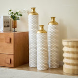 Floor metal vase modern style decoration droplet shaped white metal vase 3-piece set gorgeous W2796P290480