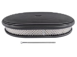 12" Oval Fully Finned Black AluminumElement Suit 4 Barrel Carbs Air Cleaner Fits for SBC Classic 81079775