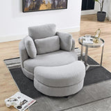 39"W Oversized Swivel Chair with moon storage ottoman for Living Room, Modern Accent Round Loveseat W83489913