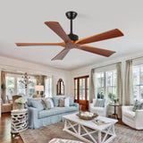 60 Inch Ceiling Fans and Remote, Wood Indoor Outdoor Ceiling Fan with Light for Patios Living Room W2878P333280