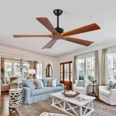60 Inch Ceiling Fans and Remote, Wood Indoor Outdoor Ceiling Fan with Light for Patios Living Room W2878P333280